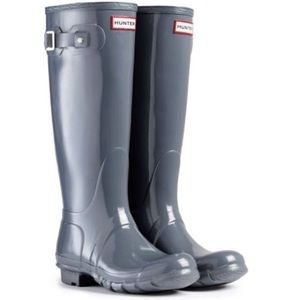 Hunter original Tall Gloss Rain Boots Gray
